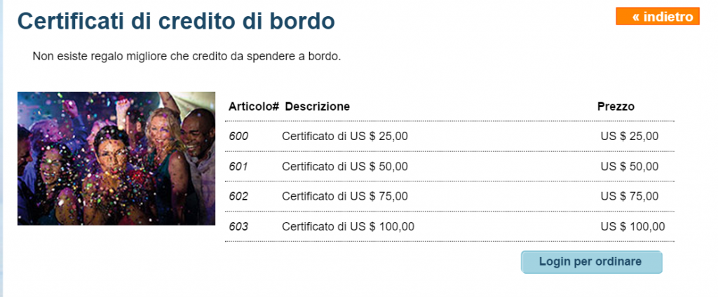 Certificati di credito di bordo