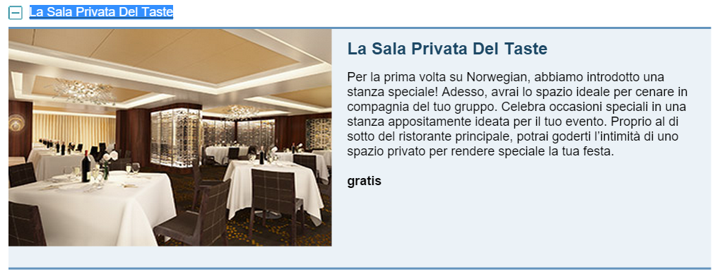 La Sala Privata Del Taste