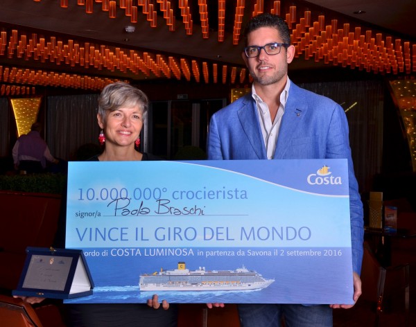 Savona premia 100.000.000. crocierista vince giro del mondo