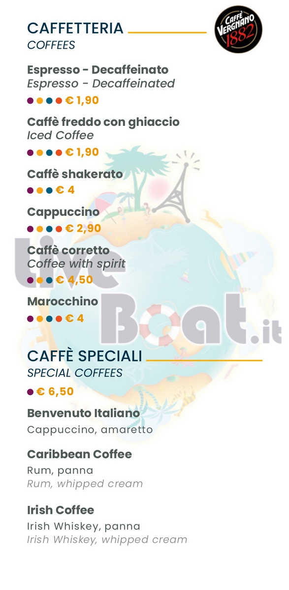 COSTA CROCIERE Listino dei Bar "COCKTAIL & DRINKS" Liveboat sito